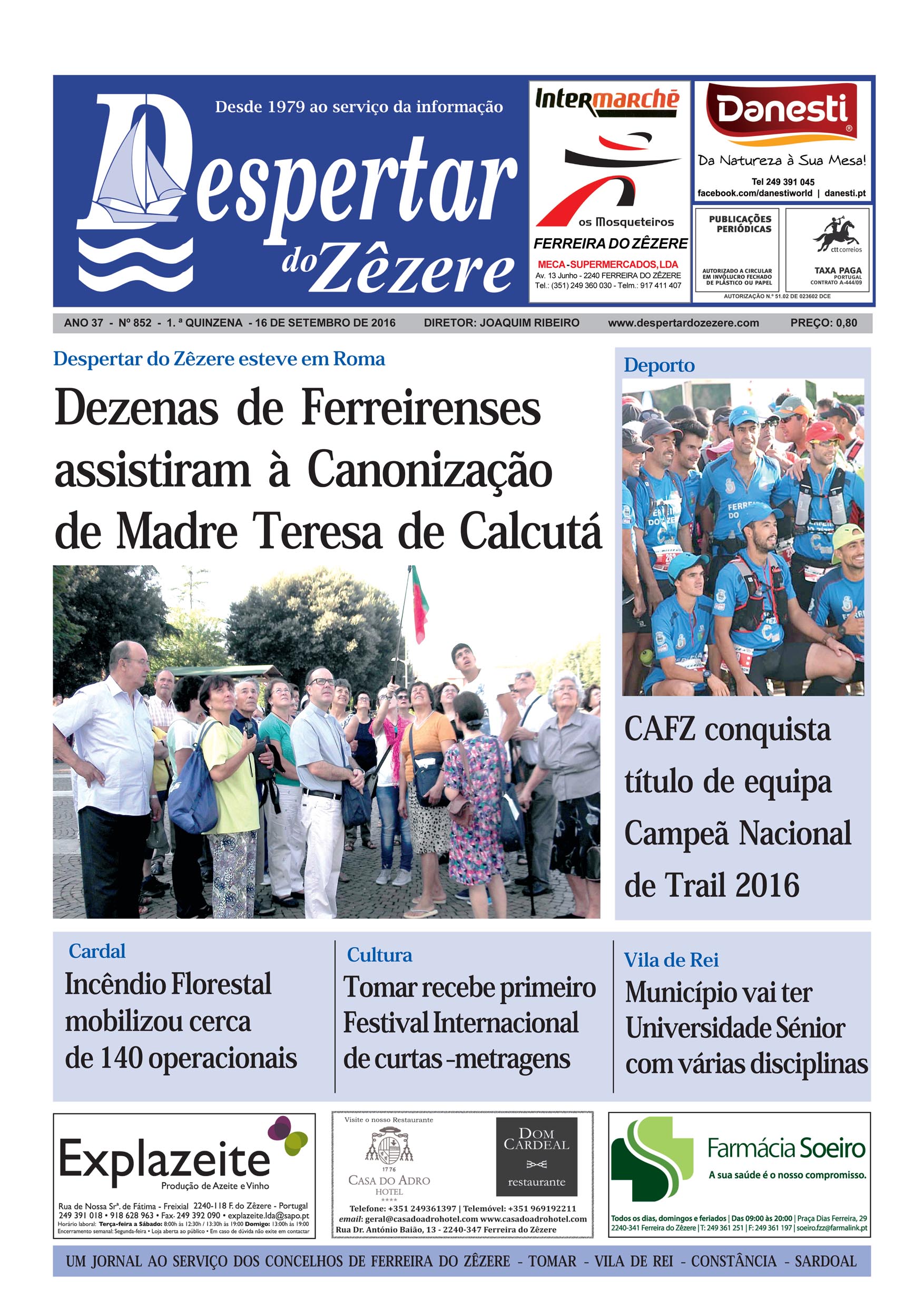 Capa do número 852 de 16 de setembro de 2016